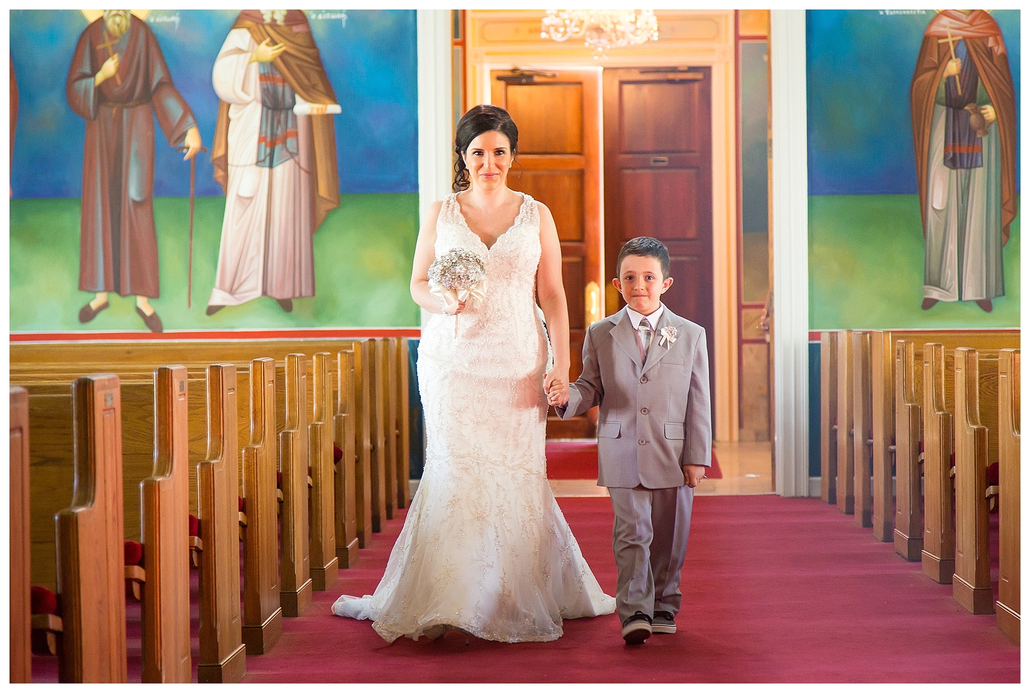 Brike walking down the isle with her son