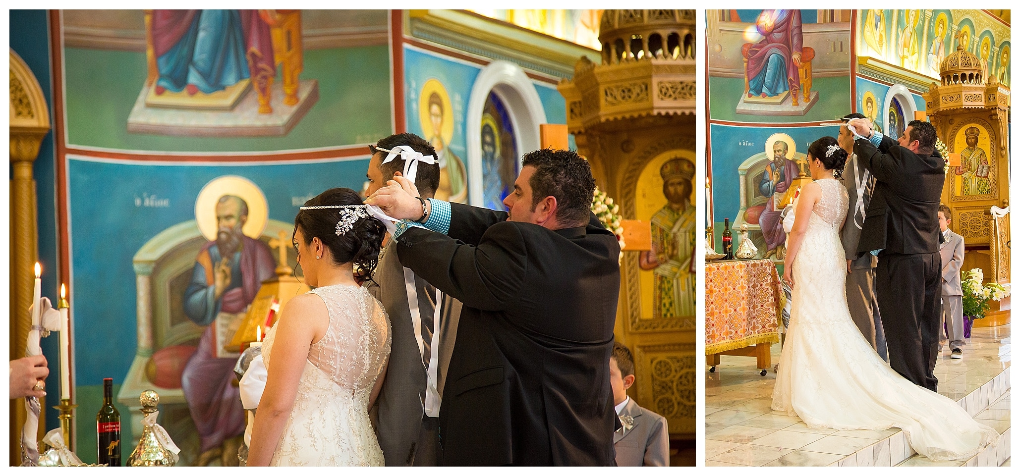 Crown Exchange during Greek wedding ceremony