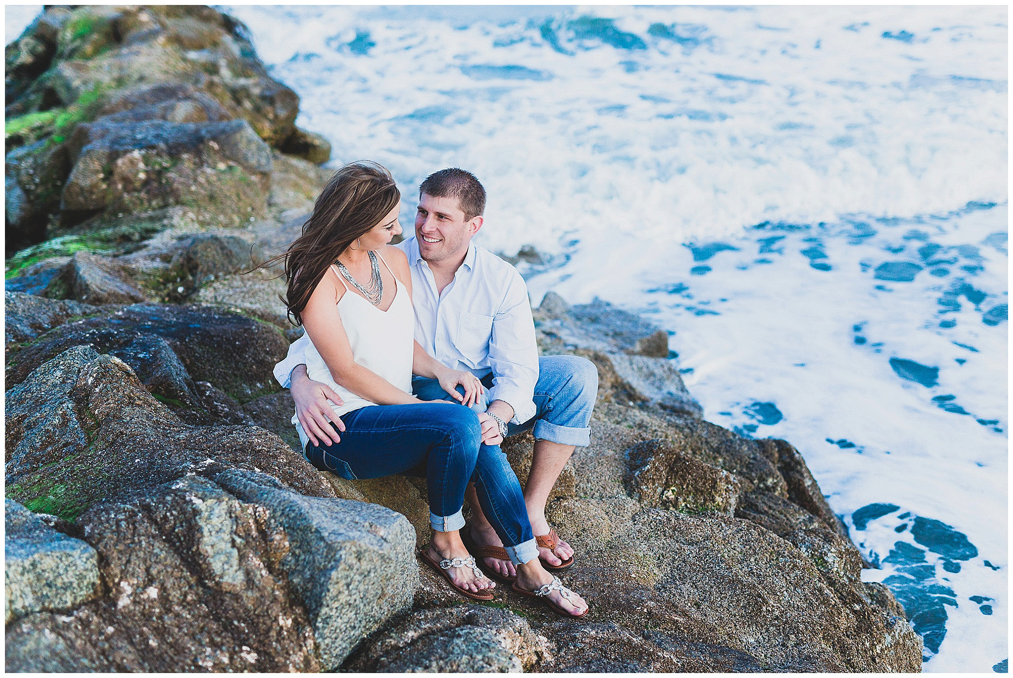 Engagement session on the beach at the rookie jetties