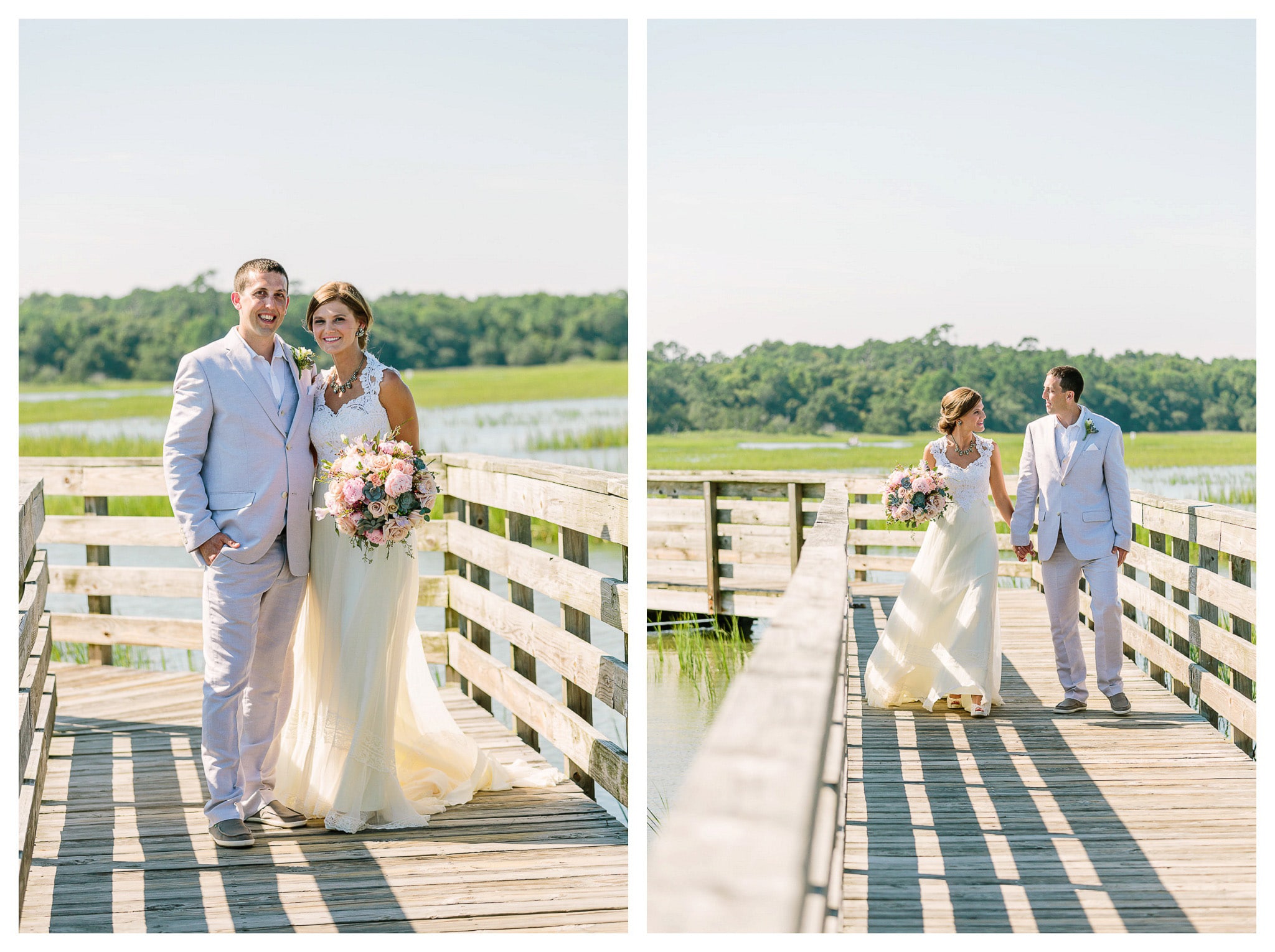 More walkway Shots of the couple with the beautiful scenery in the background - Venue - Beach House Gulf Stream Breeze, Beach Realty Catering and Cake - Buttercream Cakes and Catering, LLC Flowers - Callas Florist Event Rentals - Event Works DJ - Scott Shaw