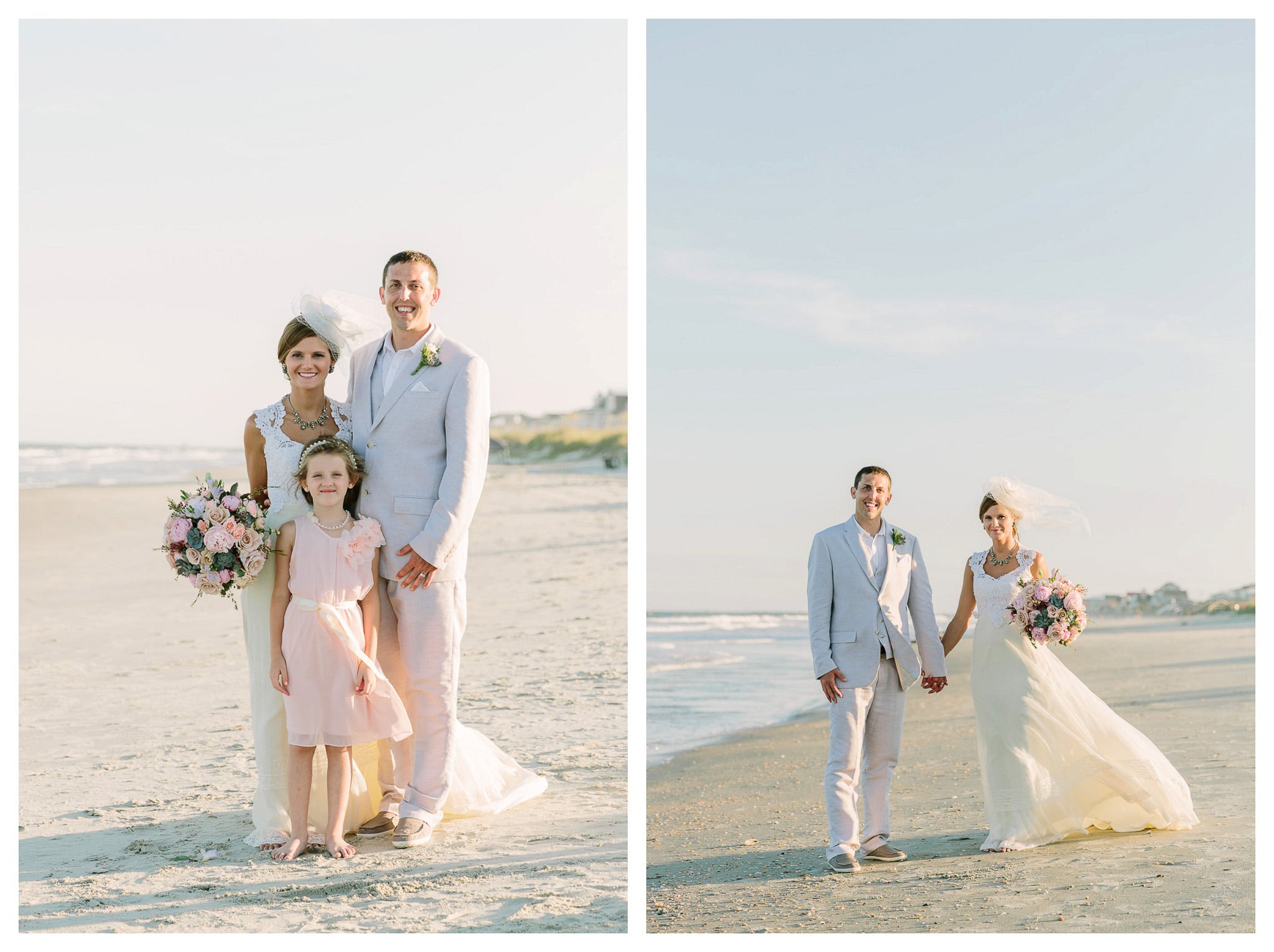 The Whole Family on the Sand - Father, Mother, and Daughter on the Sand of Myrtle beach - Venue - Beach House Gulf Stream Breeze, Beach Realty Catering and Cake - Buttercream Cakes and Catering, LLC Flowers - Callas Florist Event Rentals - Event Works DJ - Scott Shaw