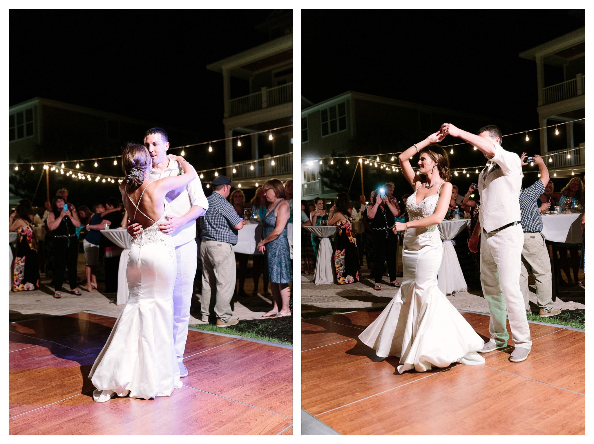 The newlyweds Tearing up the Dance Floor with DJ Scott Shaw - Venue - Beach House Gulf Stream Breeze, Beach Realty Catering and Cake - Buttercream Cakes and Catering, LLC Flowers - Callas Florist Event Rentals - Event Works DJ - Scott Shaw
