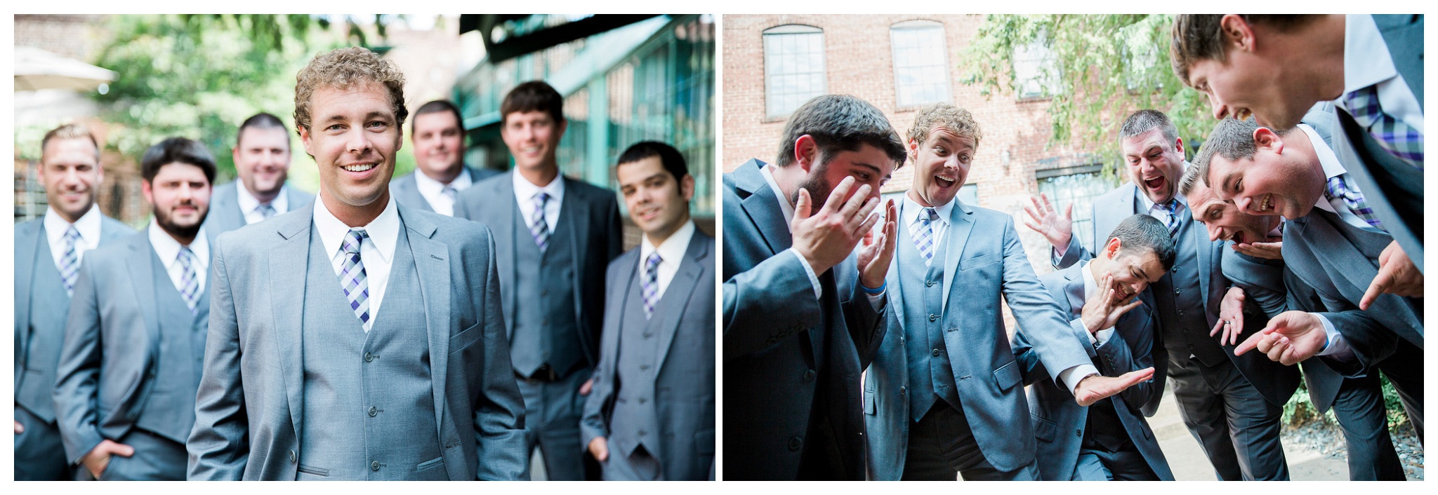 The groom and groomsmen looking dapper Venue and Catering – King plow Event Gallery and Bold American Events Decor and flowers – Stylish Stems Music and Band – Seven Sharp Nine Transportation – Georgia Trolley Photographer One Life Photography