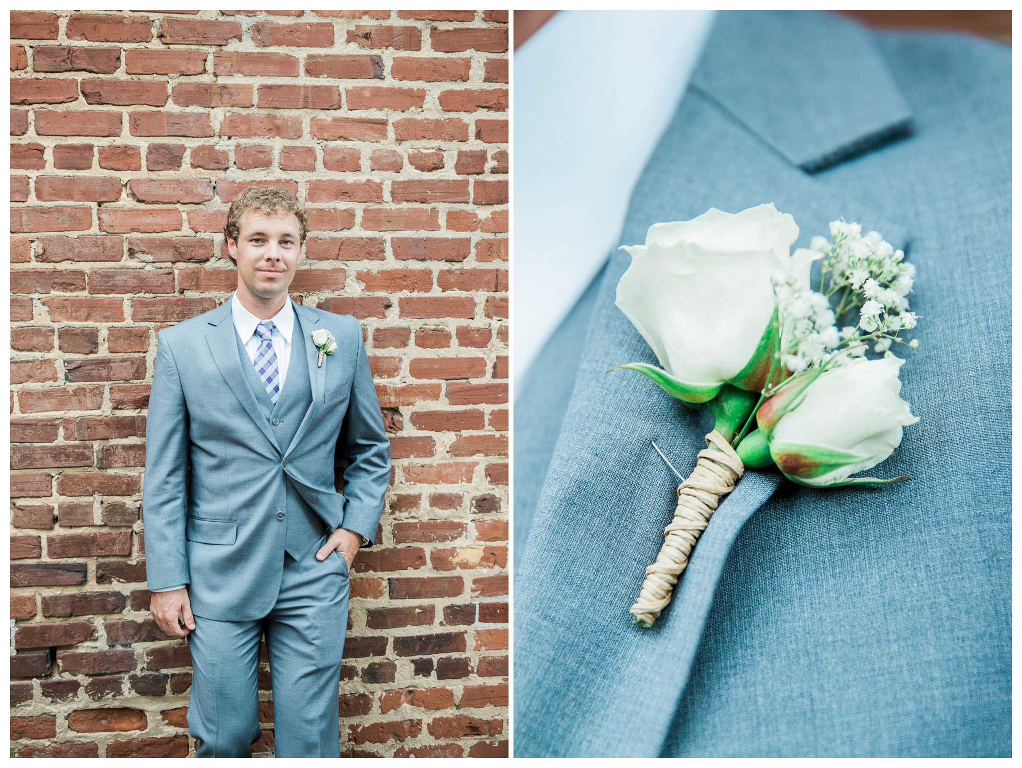 The groom - Looking Sharp and his Boutonnière Venue and Catering – King plow Event Gallery and Bold American Events Decor and flowers – Stylish Stems Music and Band – Seven Sharp Nine Transportation – Georgia Trolley Photographer One Life Photography