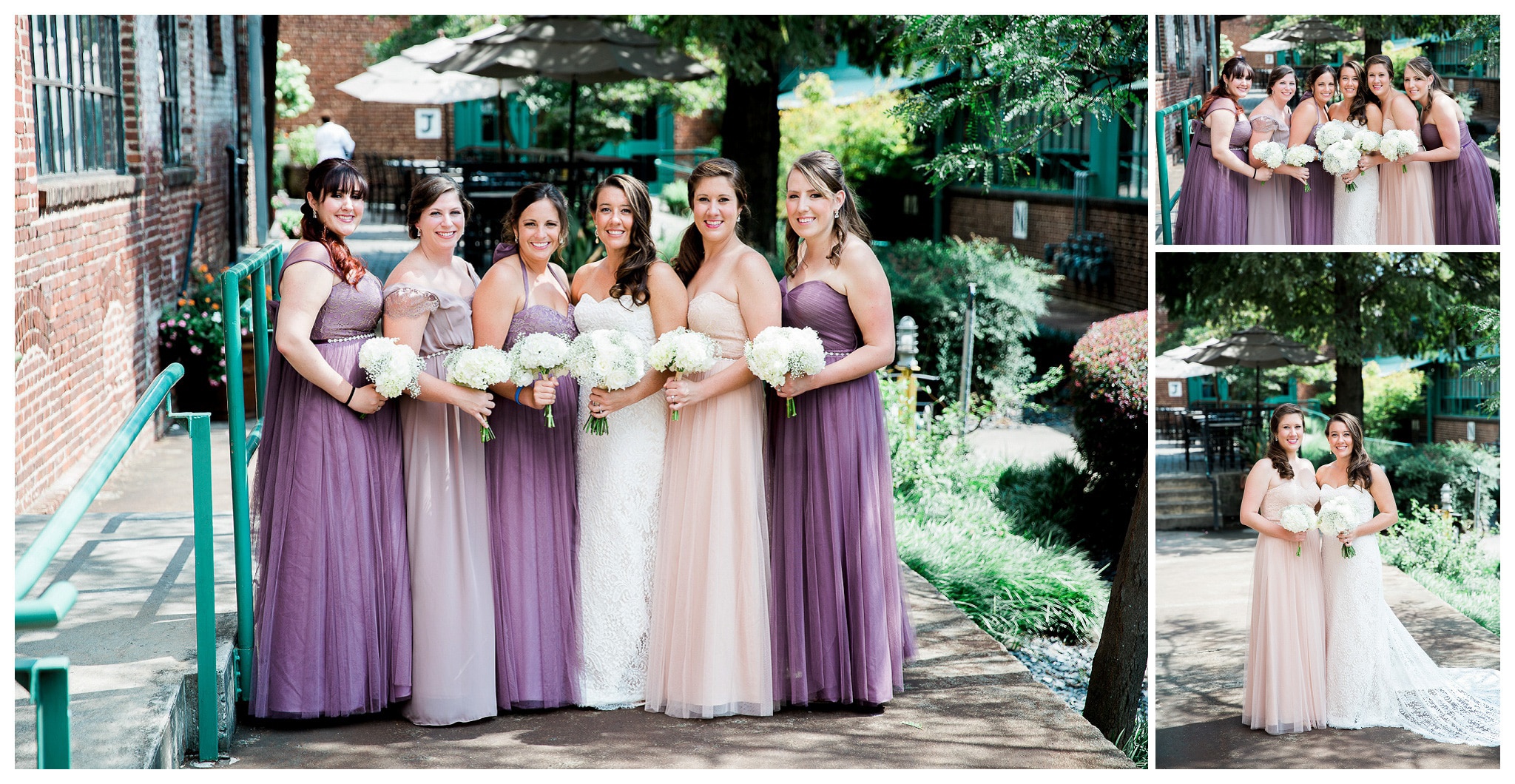 Gorgeous Ladies - The Bride and Bridesmaids with bouquets,  Venue and Catering – King plow Event Gallery and Bold American Events Decor and flowers – Stylish Stems Music and Band – Seven Sharp Nine Transportation – Georgia Trolley Photographer One Life Photography