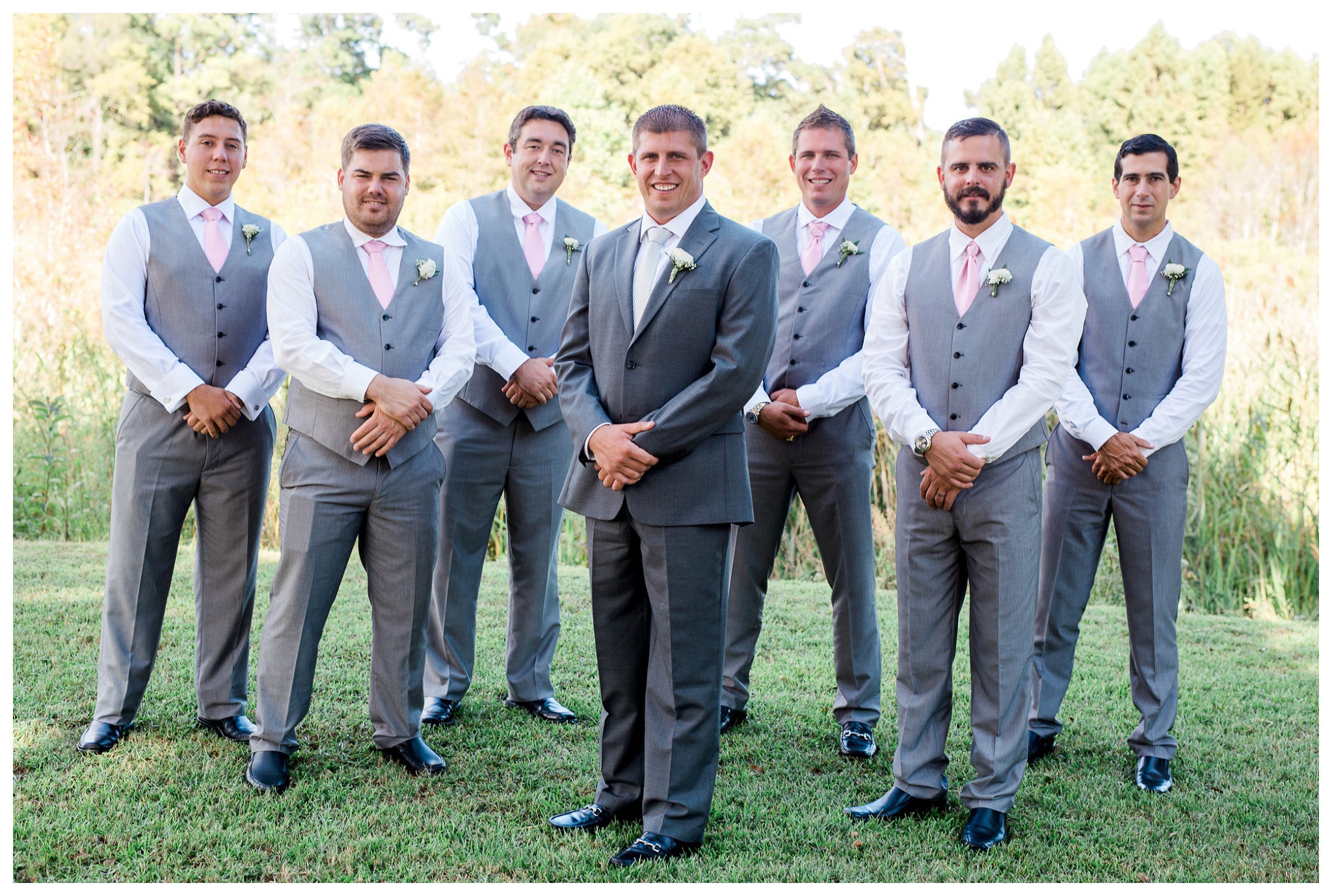 The Groom and His Groomsmen - Kay and Josh's wedding at the Heritage Plantation, Pawleys Island, South Carolina on September 19, 2015 Heritage Plantation Southern wedding, Pawleys Island, South Carolina Venue and Catering: Heritage Club, Pawleys Island Music: Paul Matthews Entertainment Brides dress: The Little White Dress Cake: Buttercream Cakes and Catering Event Rentals: Eventworks Photographer: One Life Photography