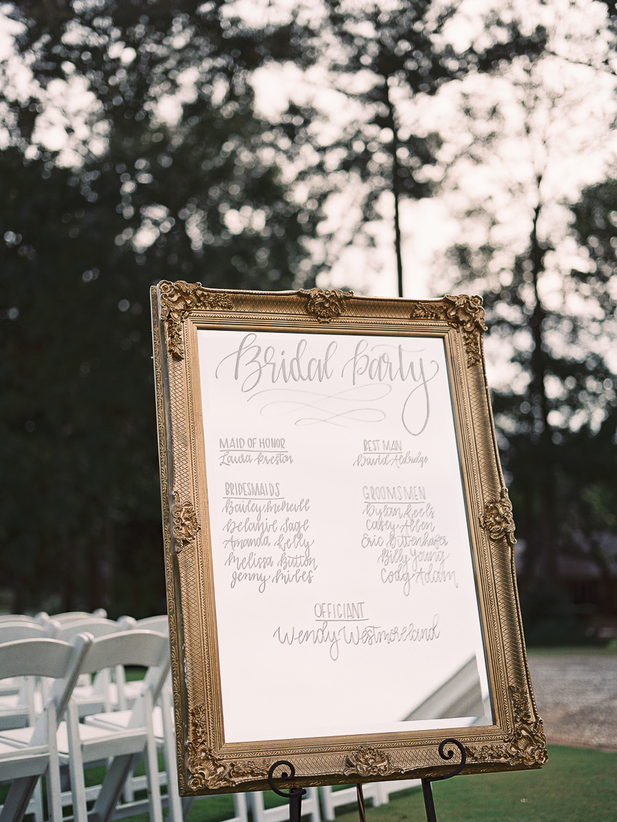 mirror with bridal party names