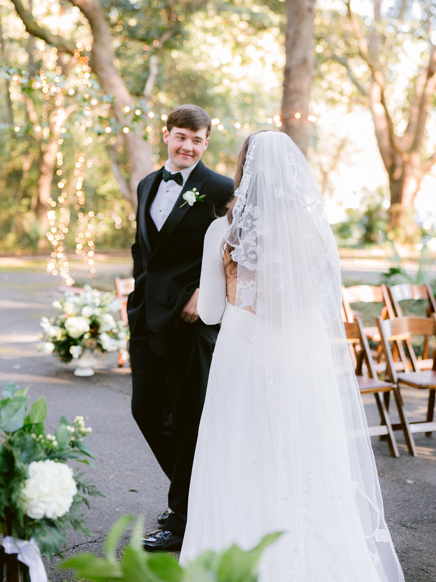 first look between bride and groom
