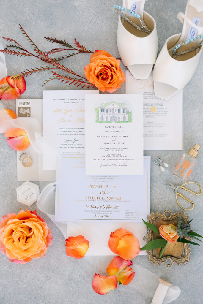 Flat Lay invitations and details