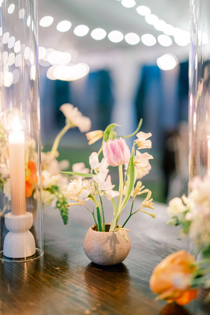 Floral centerpiece at night