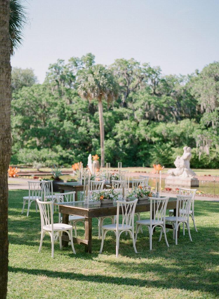Reception tables at the palmetto garden