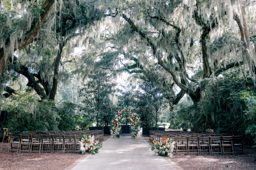 Wedding Ceremony set up at Caledonia Golf and Fish Club in Pawleys Island