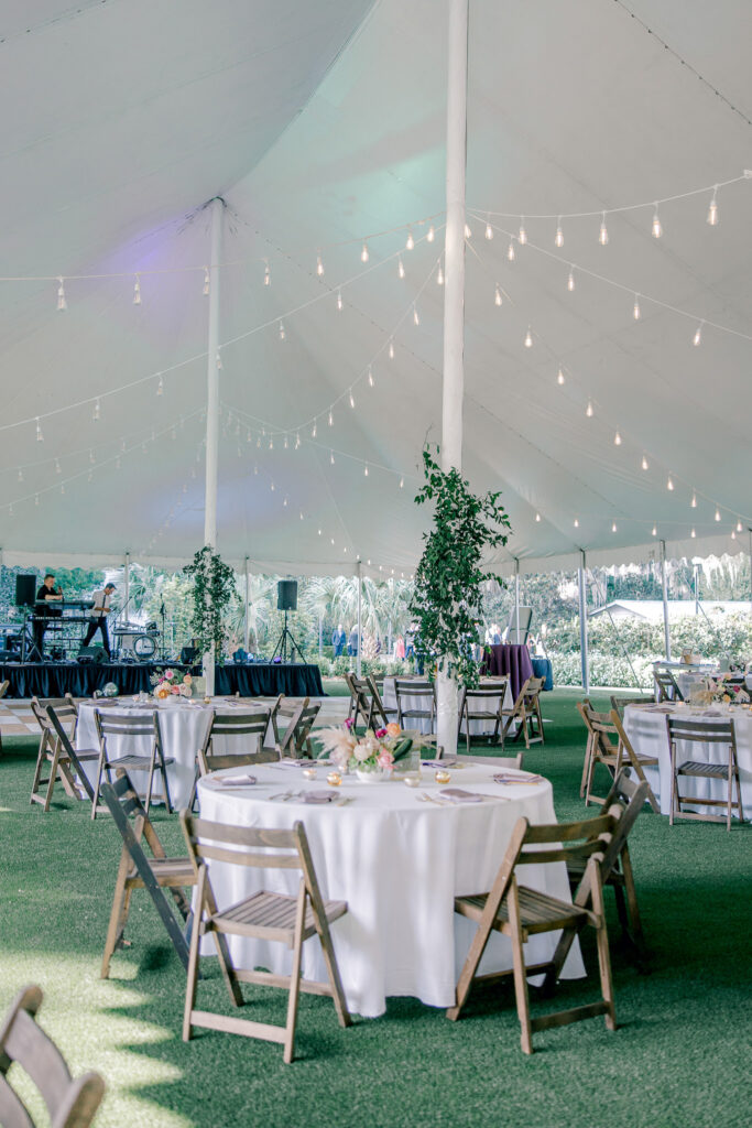 Reception tables in the tent